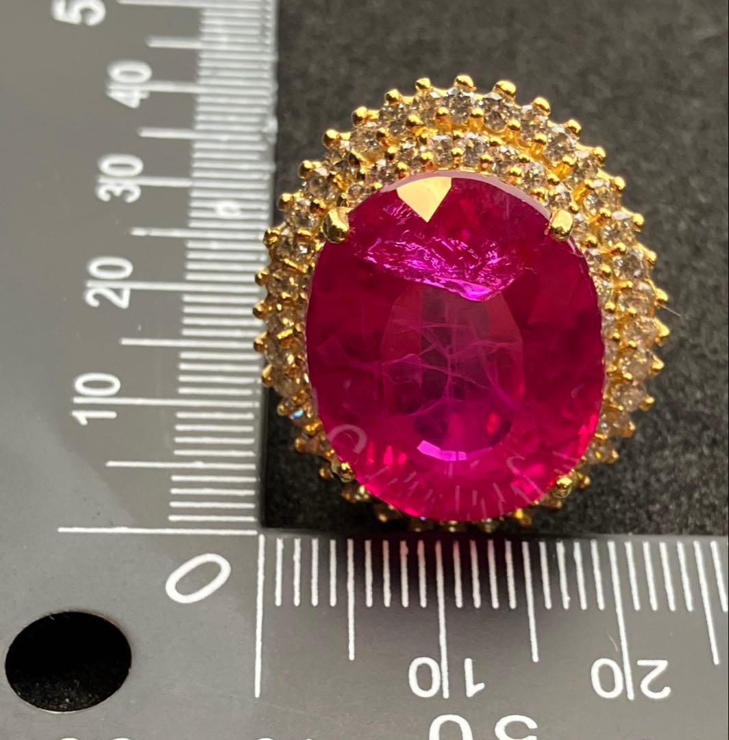 ルル様ご予約 天然ピンクルビー 30.85CT sv925 24k仕上 指輪