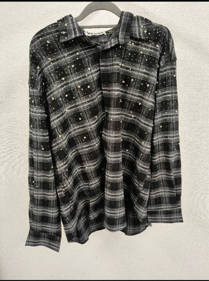 VYBES ラインストーン スパンコール チェック柄 シャツ SECRET好きに