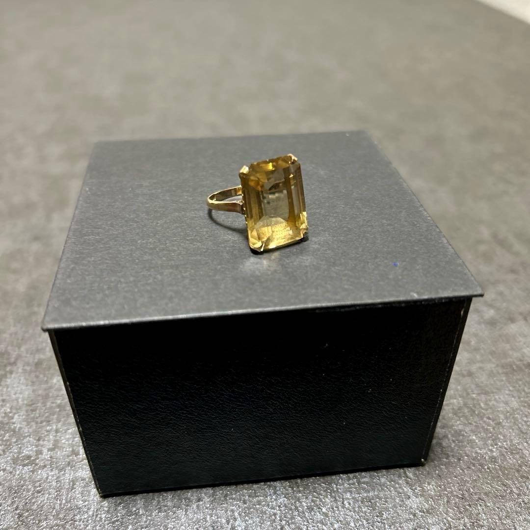 K18 ゴールドリング　イエローストーン　刻印あり K18 カラーゴールドリング〕K18 リング イエローゴールド (幅約2.8mm