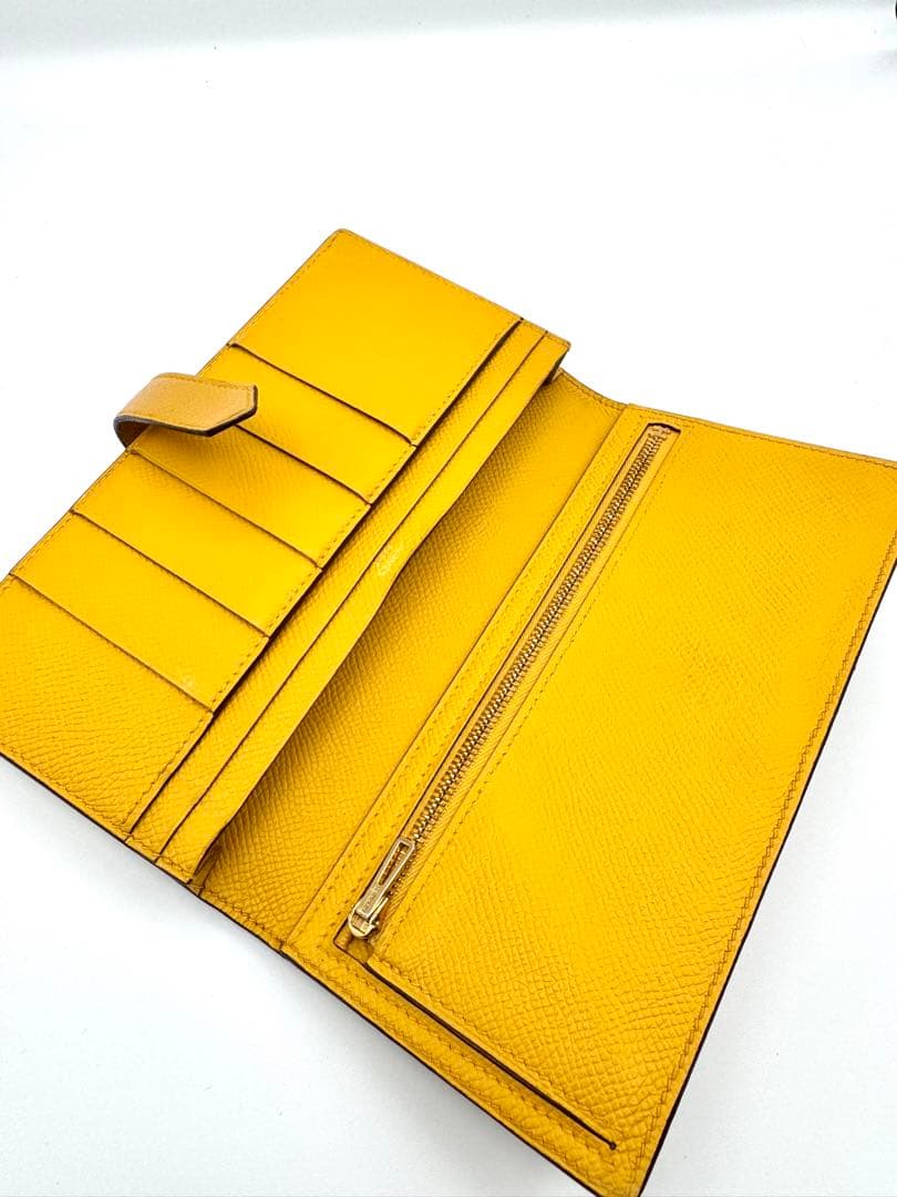 HERMES エルメス ベアンスフレ エプソン イエロー マチ付き D刻印