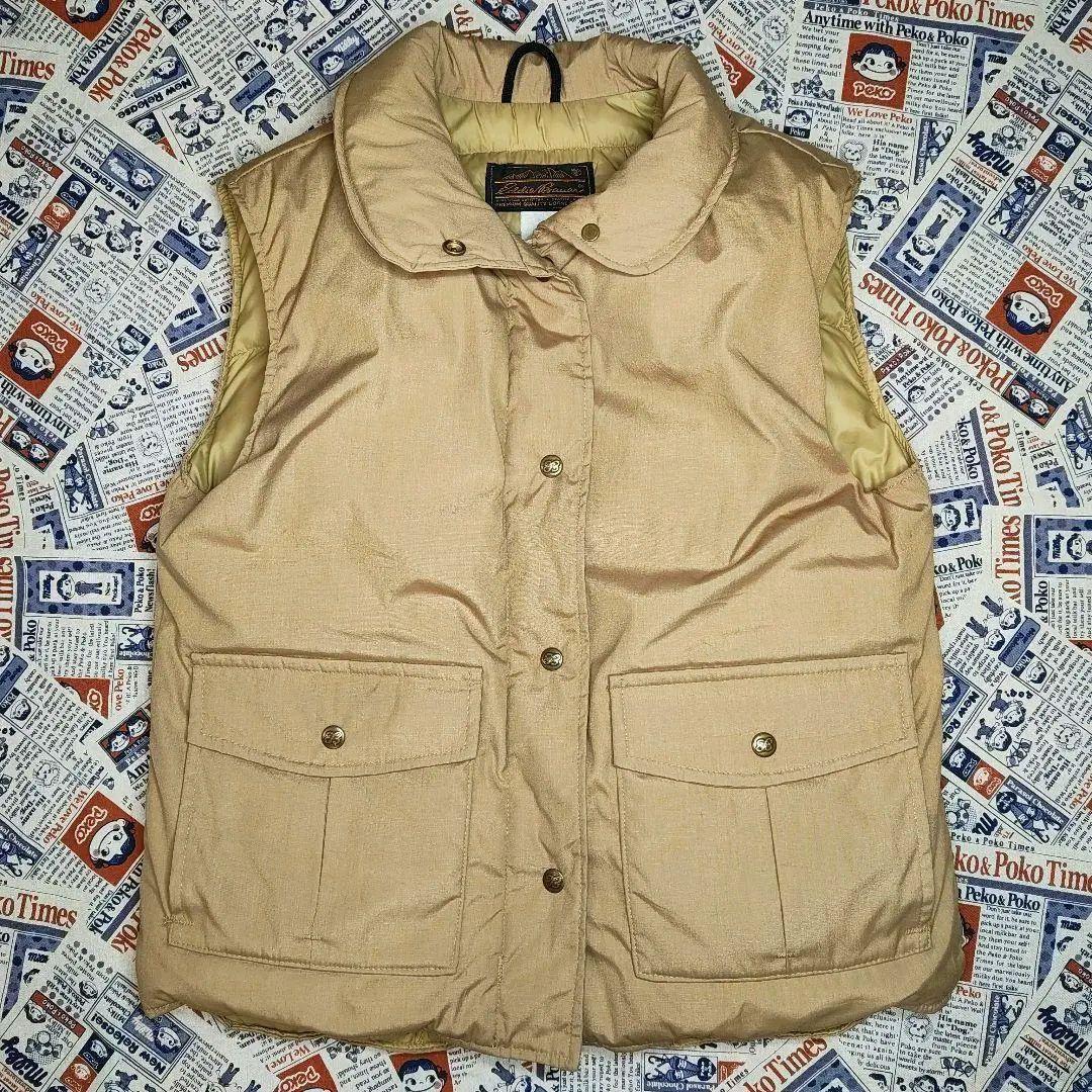 ビンテージ 70s～80s 黒タグ エディーバウアー ダウンベスト ベージュ