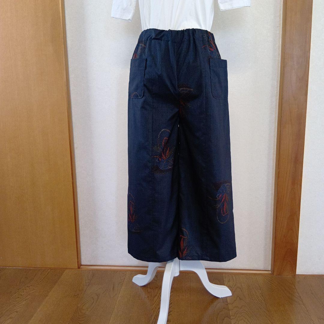 正絹大島紬リメイクガウチョパンツ 濃紺 - メルカリ