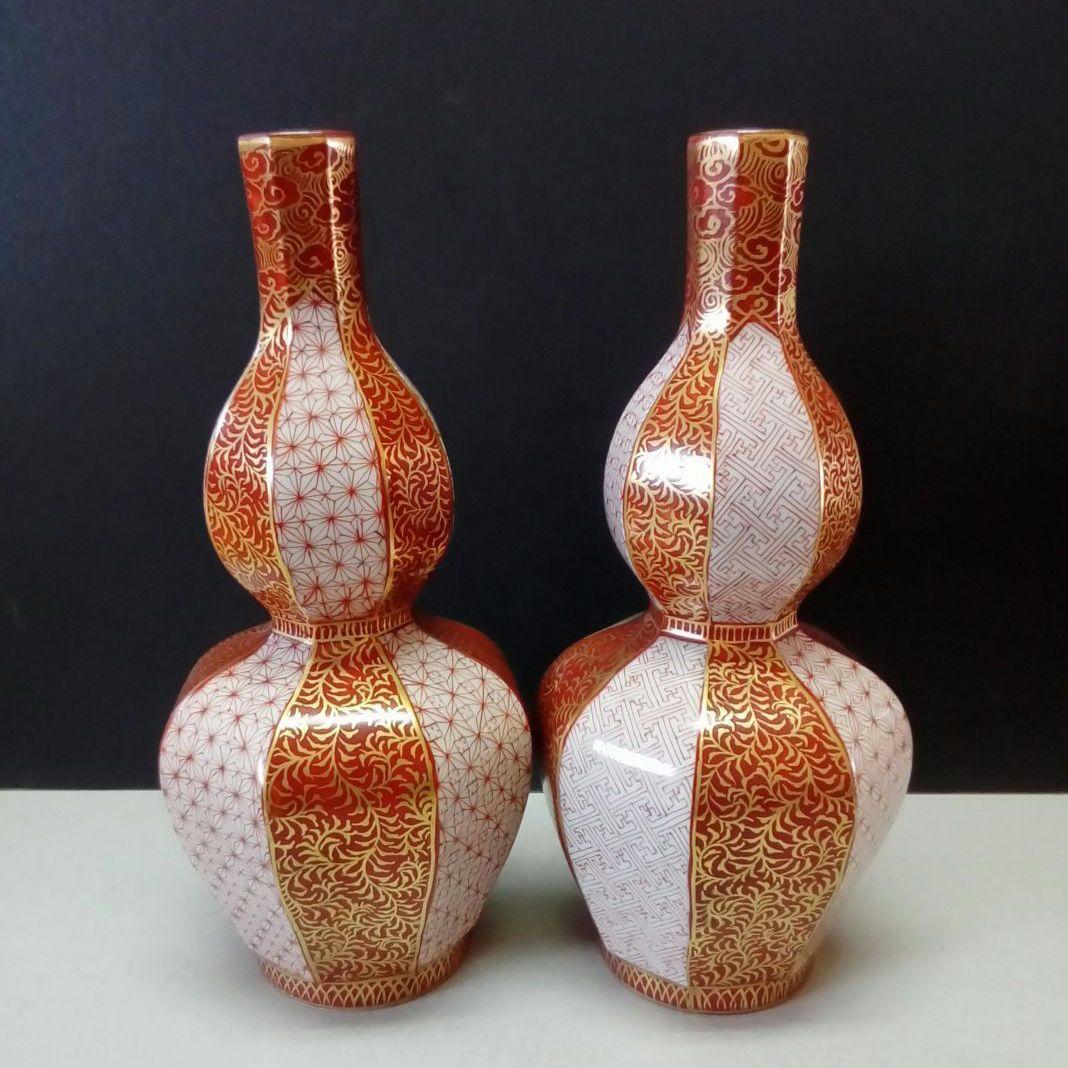 九谷焼 九谷焼 酒器「赤絵小紋」青葉作 共箱入り