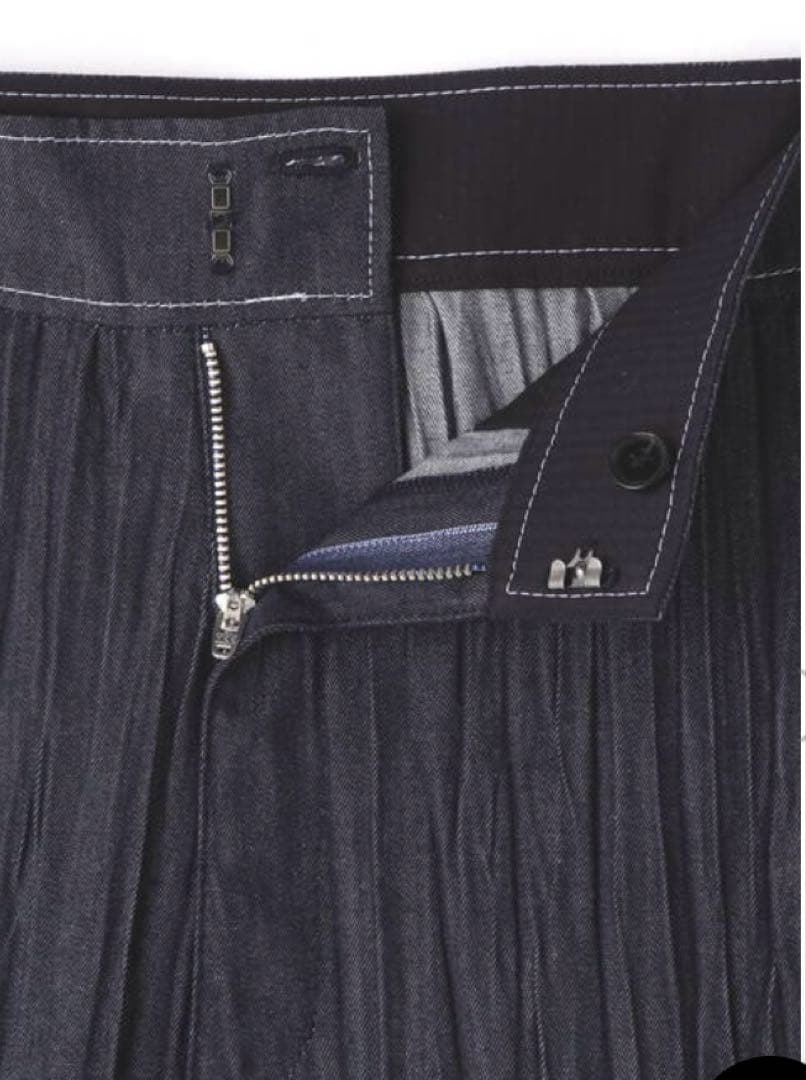 アドーアADORE◇ランダムプリーツ デニム パンツ36◇ライトデニムパンツ