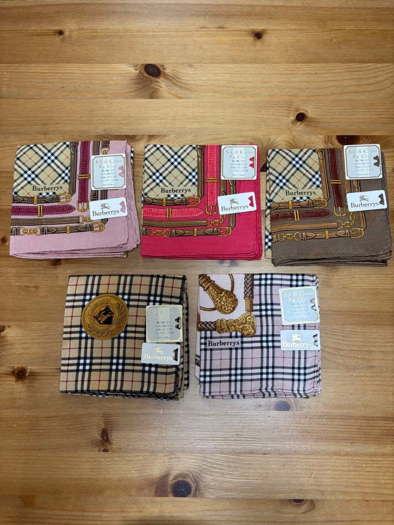 H*a様 シルク&コットンBurberrys チェック柄 ハンカチ 5点セット BURBERRY（バーバリー） バーバリーハンカチ メンズ 2枚セット