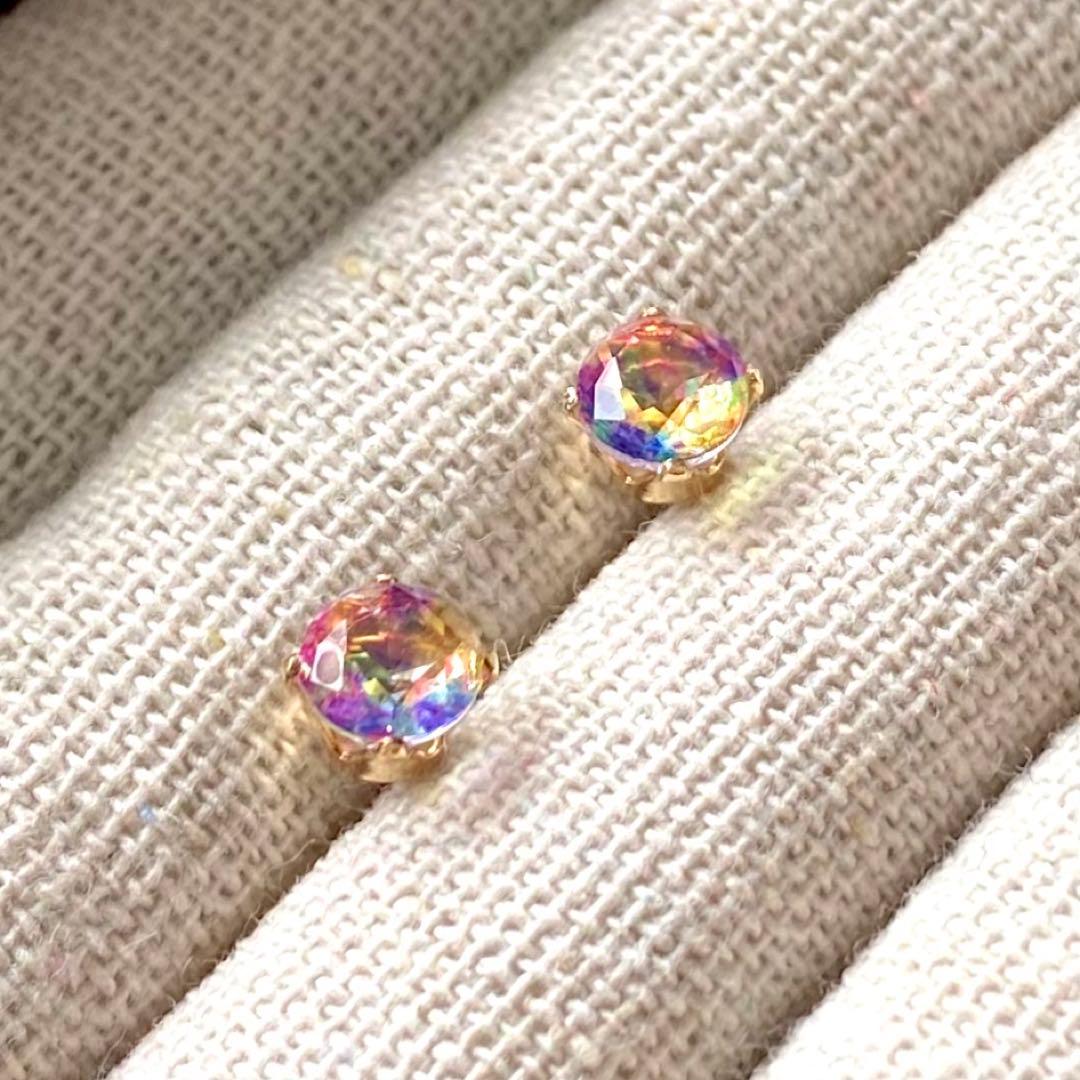 ダブレットストーン カラフル 4本爪ピアス 14kgf ほか 16G 14G ］キレイ色♪カラフルストーン 高級感のある6本爪デザイン