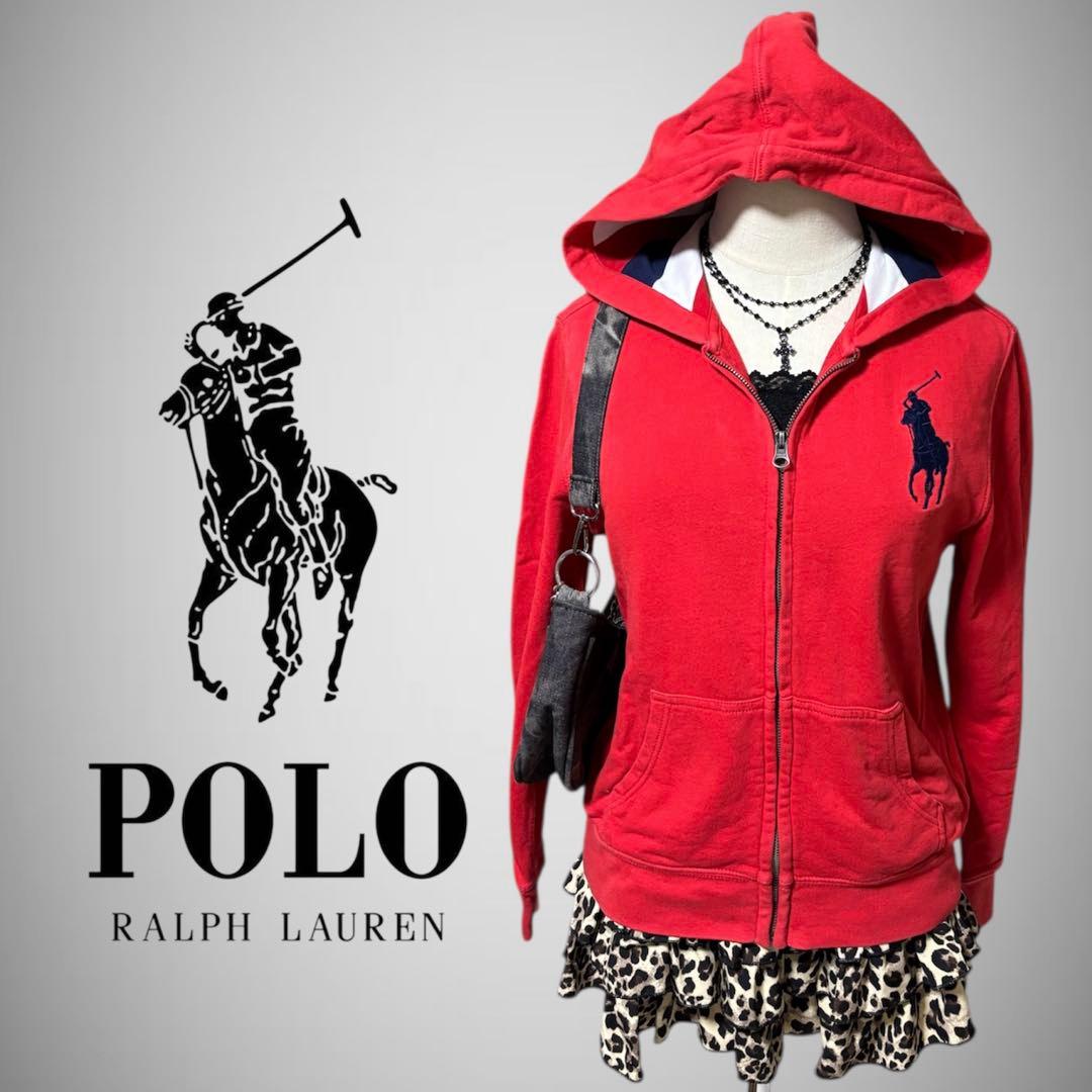 POLO ラルフローレン ジップパーカー ビックポニー 赤 Y2K 平成 お兄系