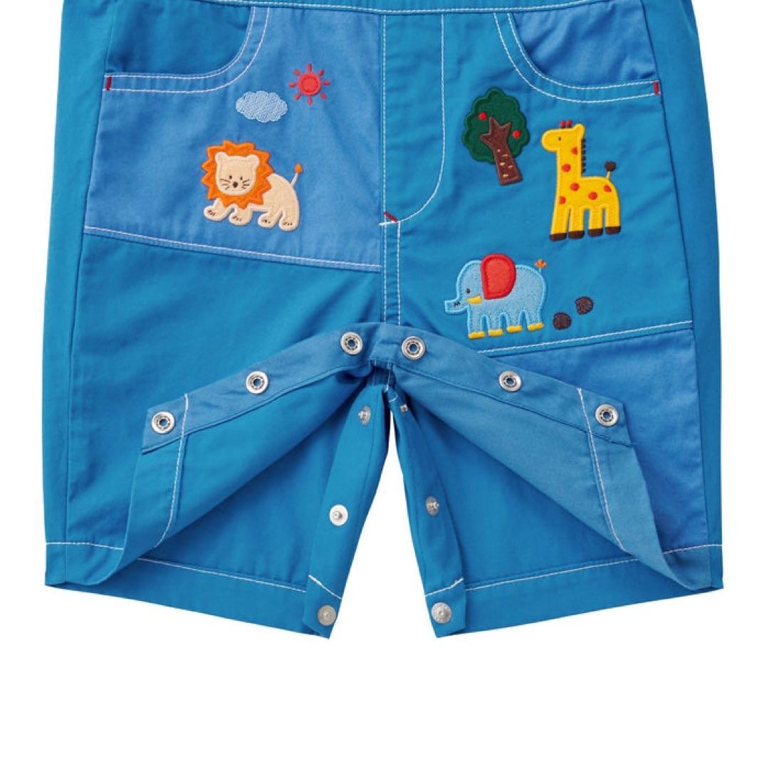 Miki House ミキハウス 6分丈オーバーオール ブルー 80 90cm