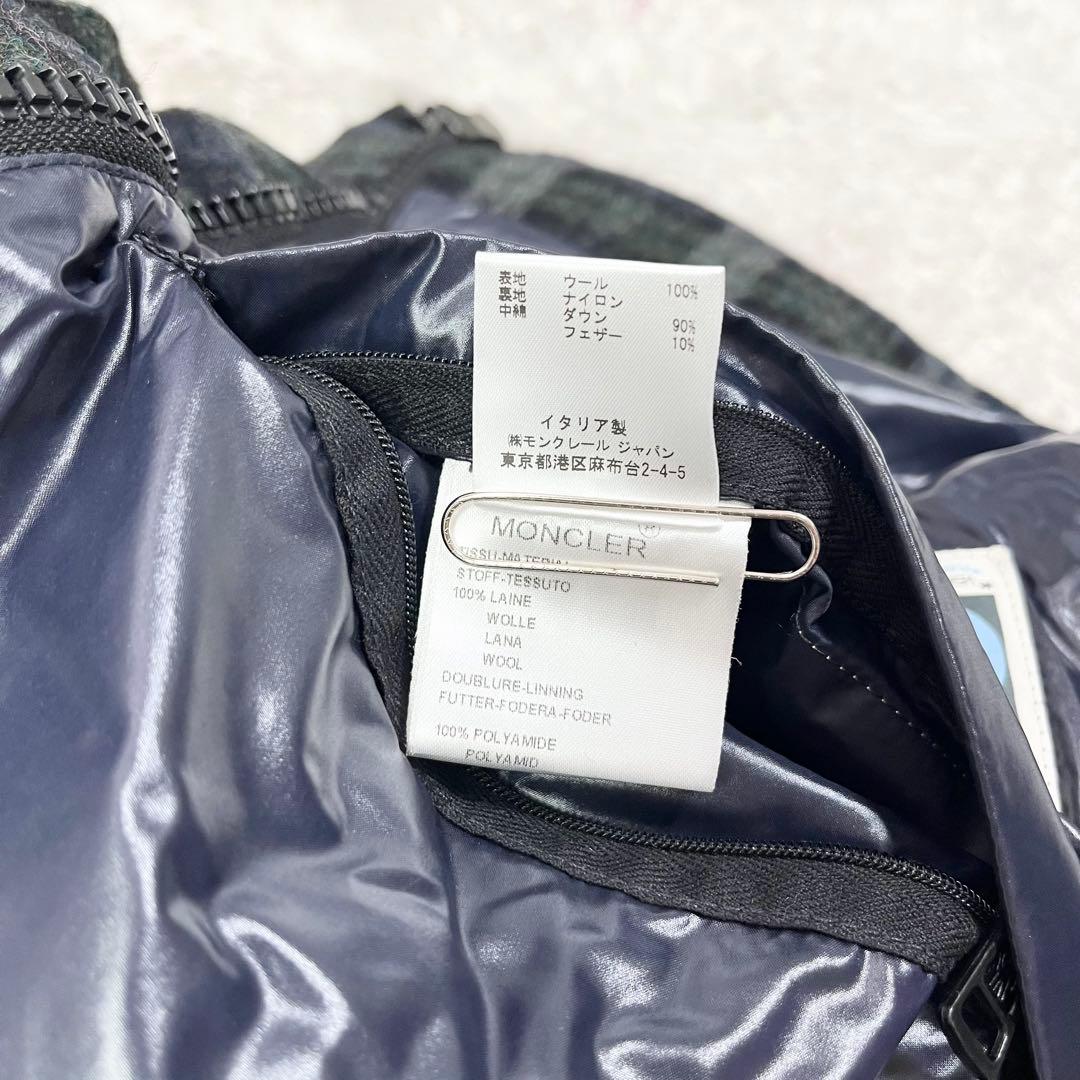 MONCLER ダウンベスト ツイードチェック グリーン - メルカリ