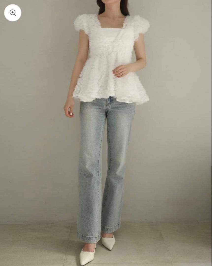 polaura フラワーぺプラムバックリボンチュニック ホワイト - メルカリ