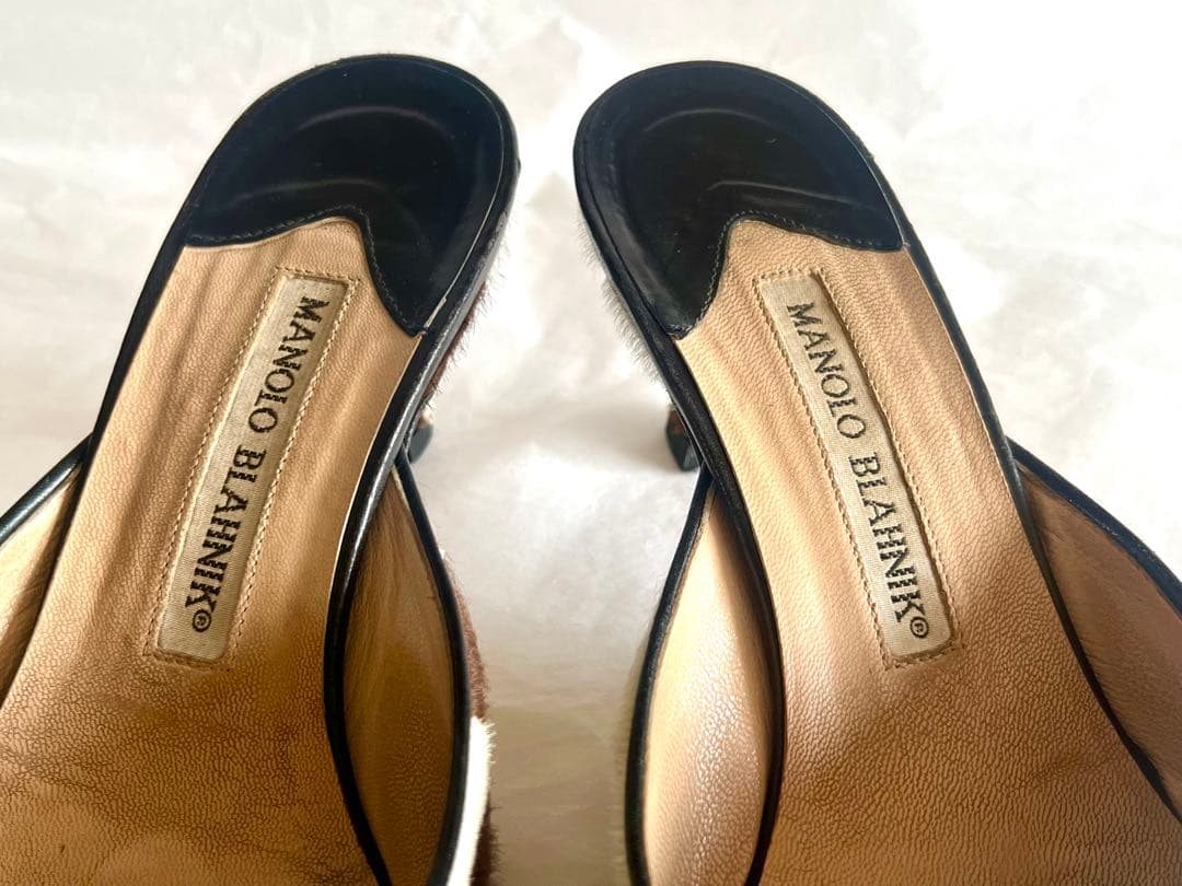 MANOLO BLAHNIK アニマルハラコミュール ポインテッドトゥ 37