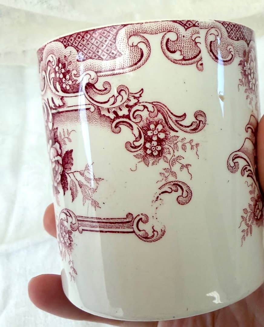 美品 フランスアンティーク ポット BFK窯 DAUPHIN ロカイユ模様 花柄