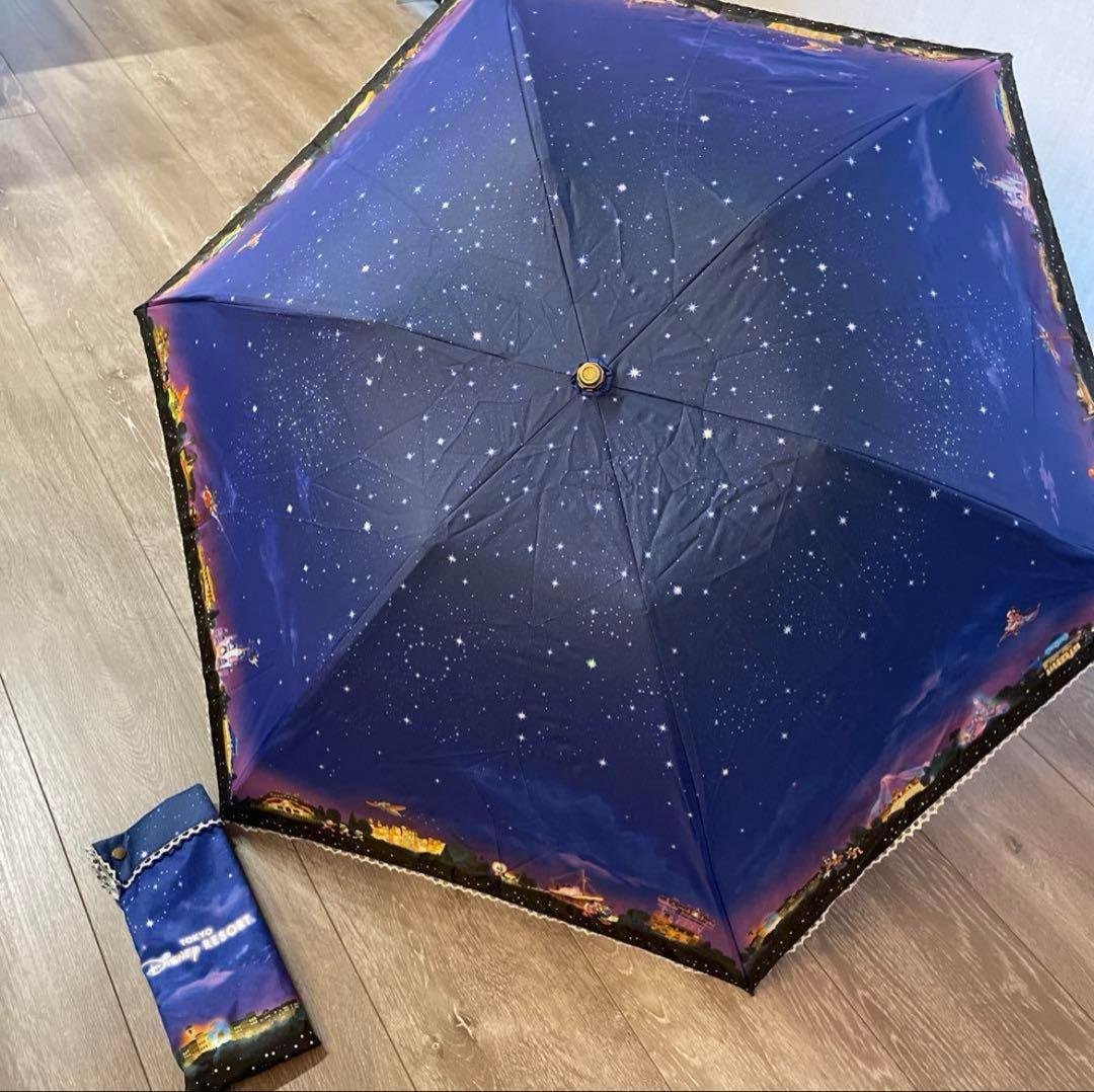 新品】ディズニーリゾート Disney 夜景 日傘 雨天兼用 折り畳み傘