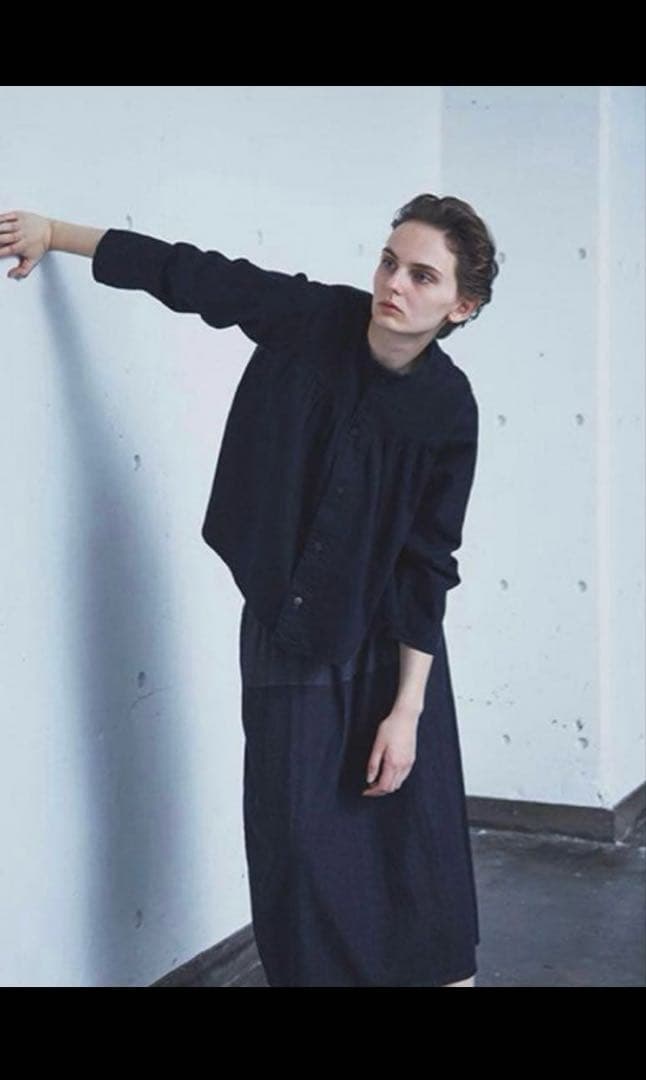 値下げ【美品】plantation シャーリングデニム　ブラウス 値下げ【美品】plantation シャーリングデニム ブラウス