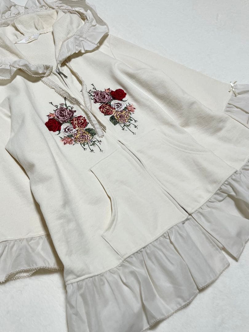 PINK HOUSE 花刺繍フリルパーカー 4 キナリ - メルカリ