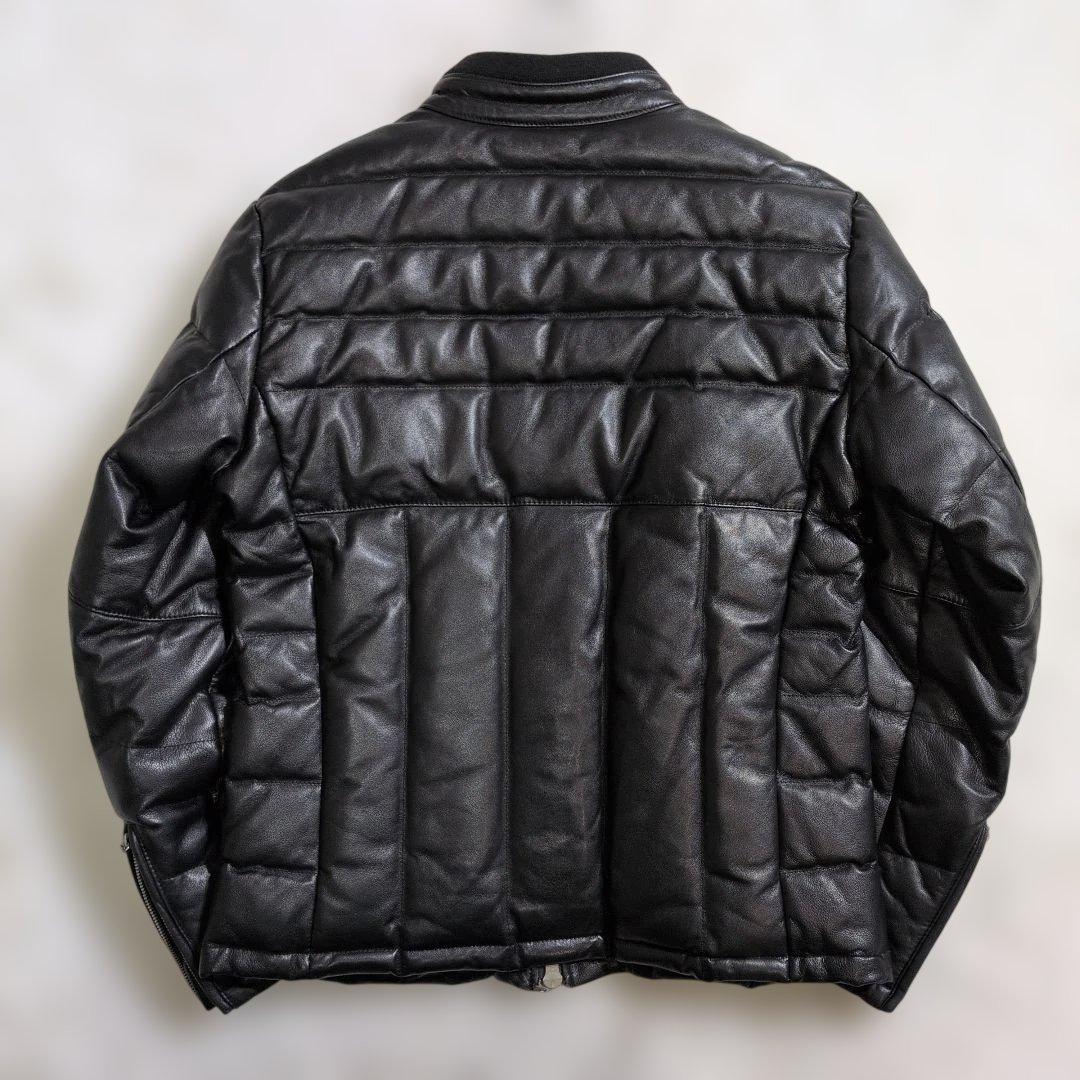 未使用級 AVIREX レザーダウン羊革 グリーンイラスト 黒 ブラック M