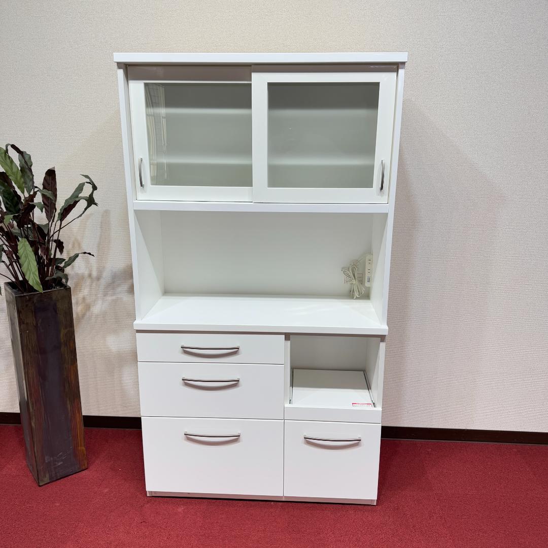 東京23区送料無料　超美品ニトリキッチンボード　幅100㎝　キッチン収納　食器棚 ニトリ（NITORI） 幅100cm キッチンボード(IM301 100OP MBR) ニトリ