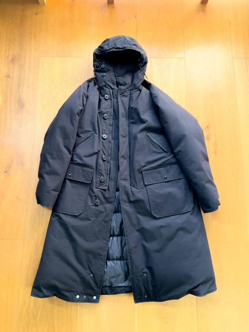 R13 ロングダウンコート　黒　リバーシブル　極暖 リバーシブル超軽量ロングダウン/ブラック×カーキ | Factelier