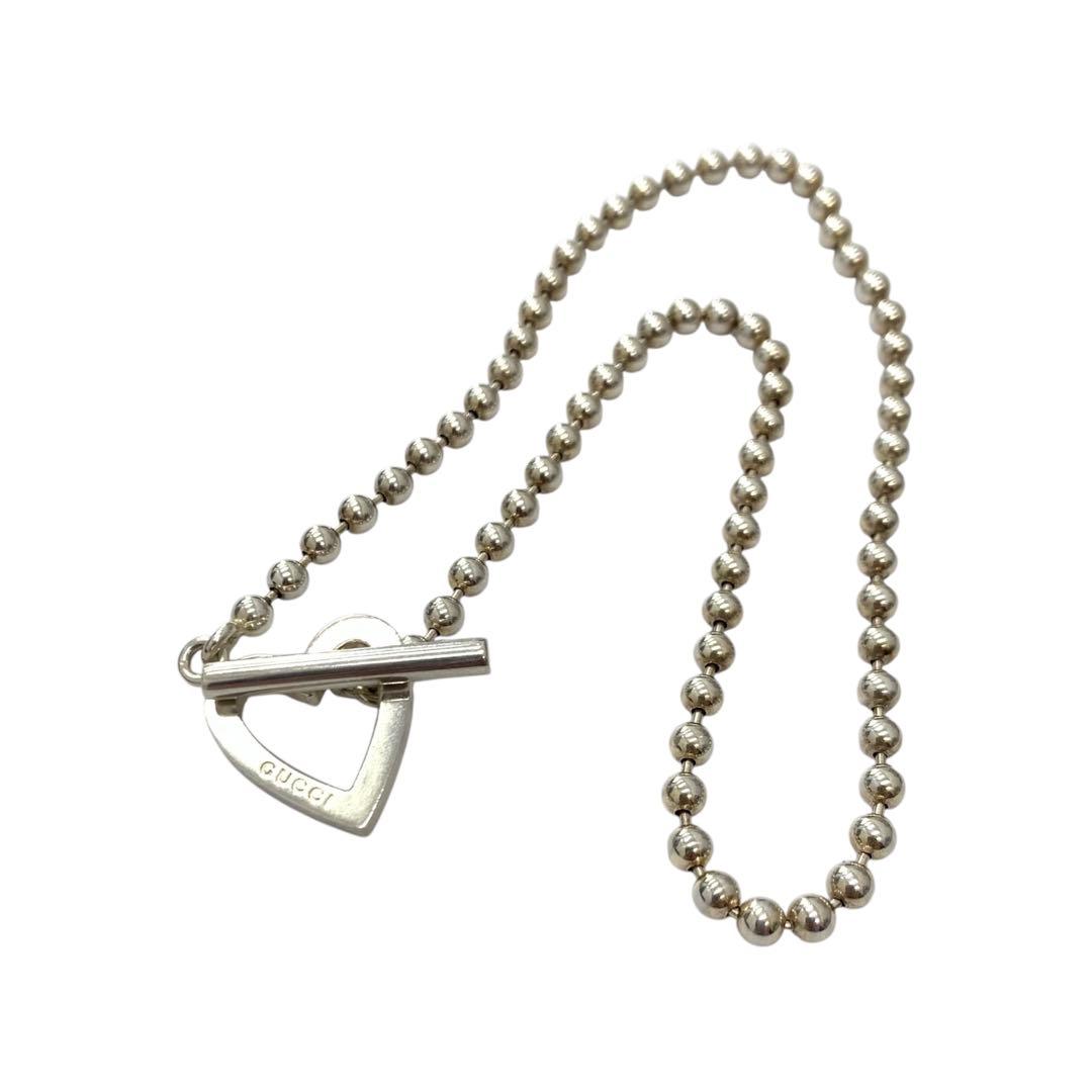 GUCCI グッチ SV925 ボールチェーン ハート チョーカー21.8g - メルカリ