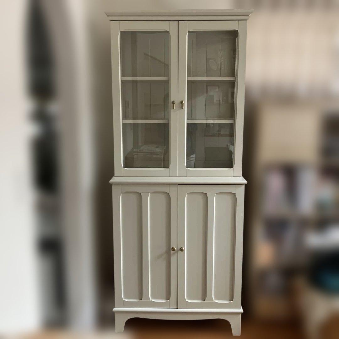 IKEA LOMMARP ロマルプ キャビネット 食器棚 アイボリー ガラス扉