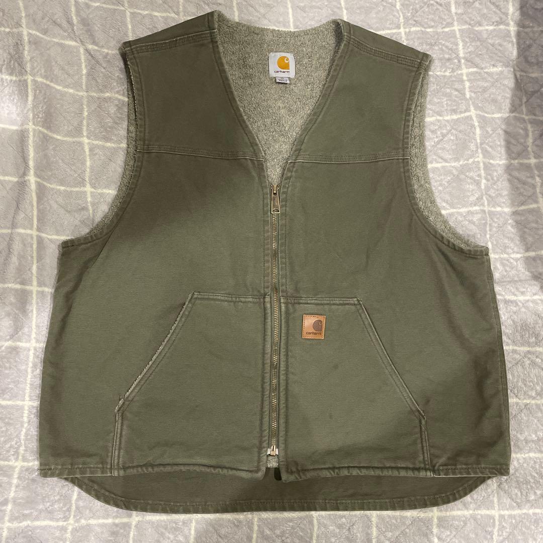 Carhartt ダックベスト フリースライナー XL カーハート モス　カーキ Carhartt カーハート ダックベスト サイズXL カーキ - メルカリ