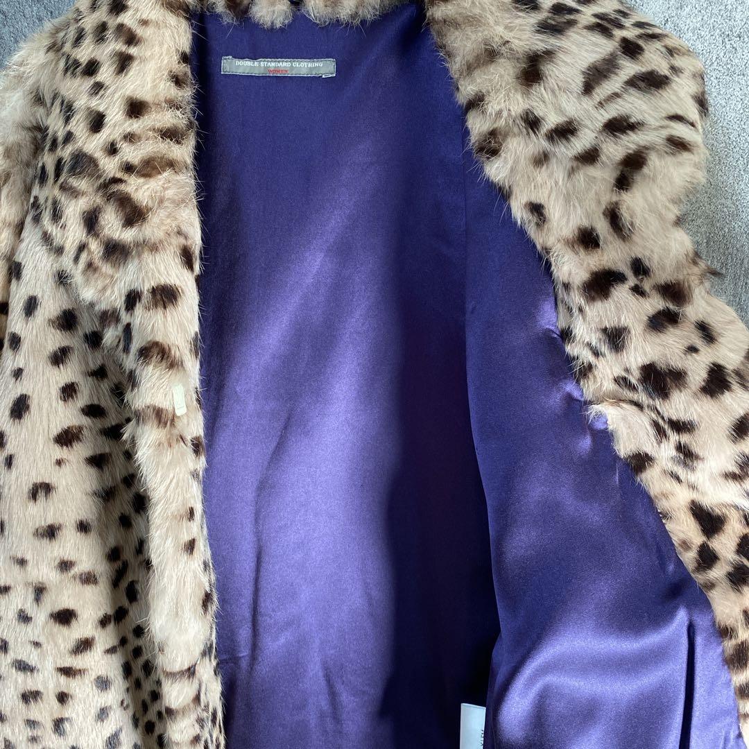 ラビットファー100% ヒョウ柄 ファーコート ダブルスタンダード 高級