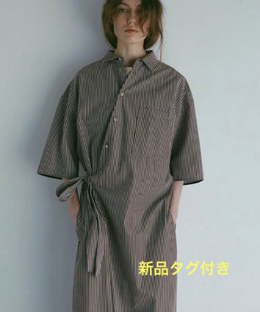 [新品タグ付き]ETRE TOKYO★ ハーフスリーブストライプオールインワン ETRE TOKYO（エトレトウキョウ） オールインワン ハーフスリーブ