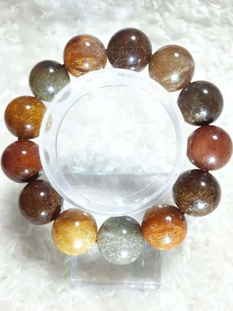 【1点もの】ミックス　ルチルクォーツ 　ブレスレット ミックスルチルクォーツ ブレスレット 1点もの 高品質 3A 約9.5mm