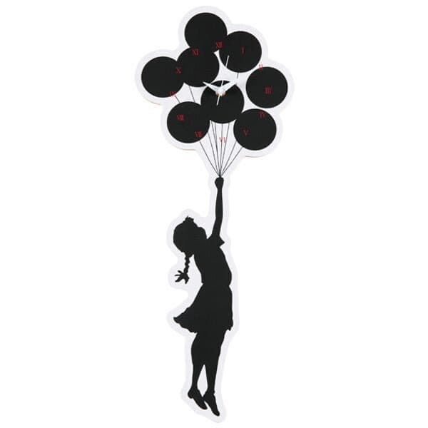 Wall Clock Flying Balloon カリモク BANKSY Banksy -Red Balloon Girl Wall Clock - The WALL Graffiti Shop