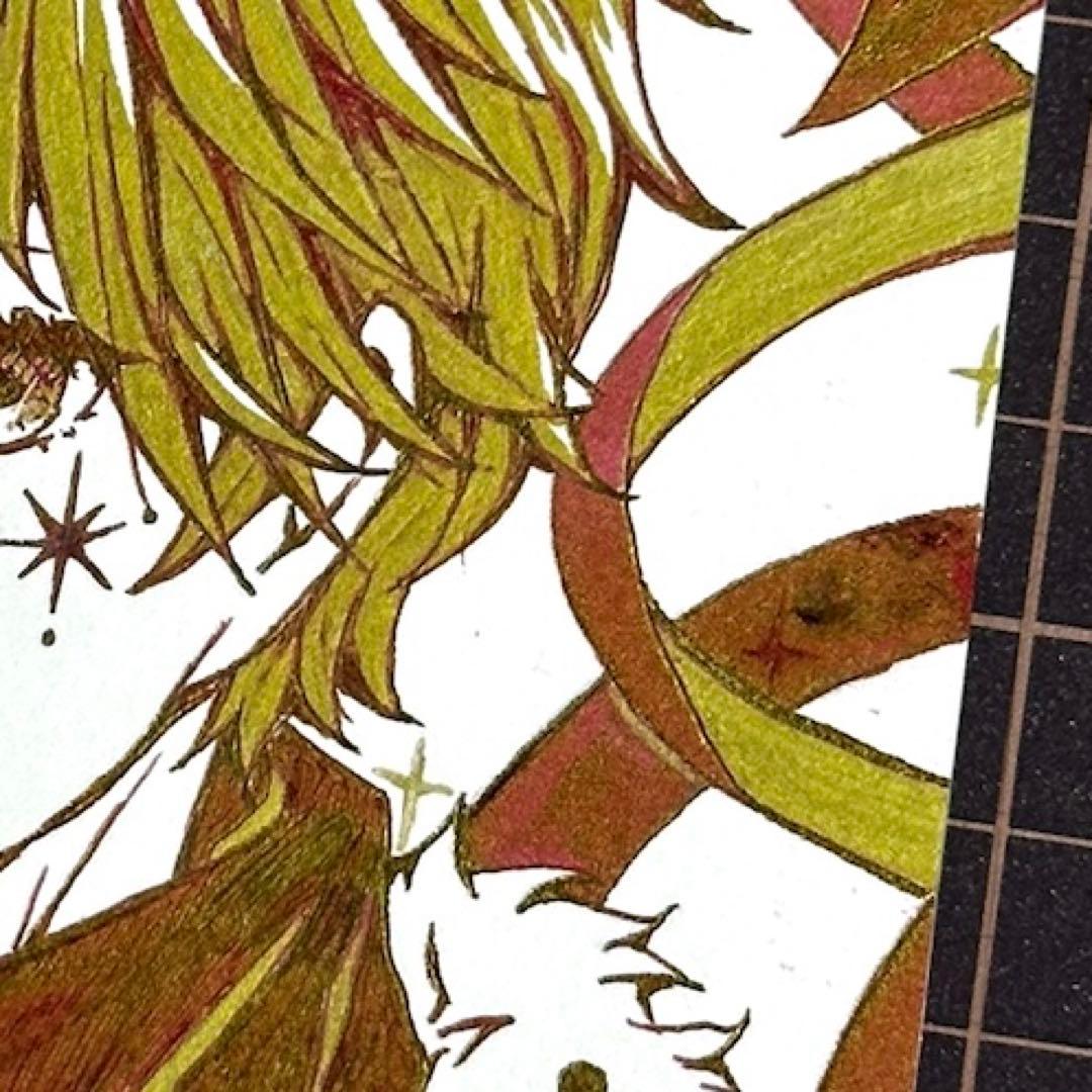 手描きイラスト/男性/オリジナル原画/インク/ガラスペン/ハガキサイズ