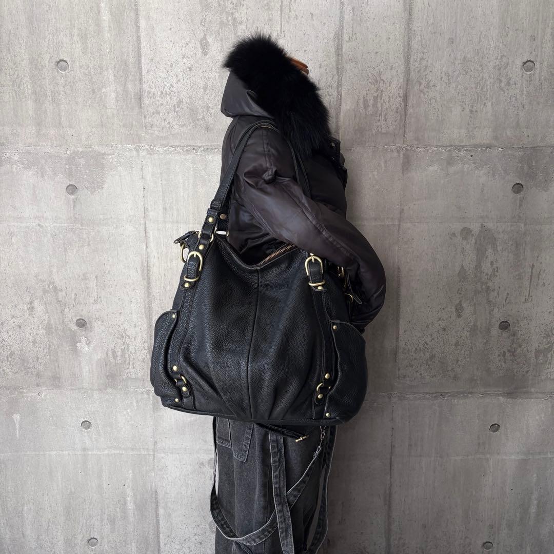 00s leather one shoulder bag gimmick y2k