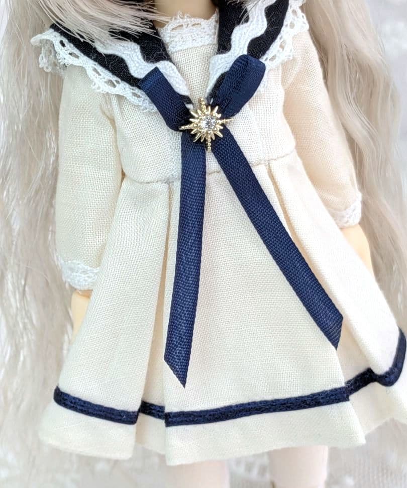 ピコニーモP専用】レースセーラーワンピース ホワイト×ネイビー 897