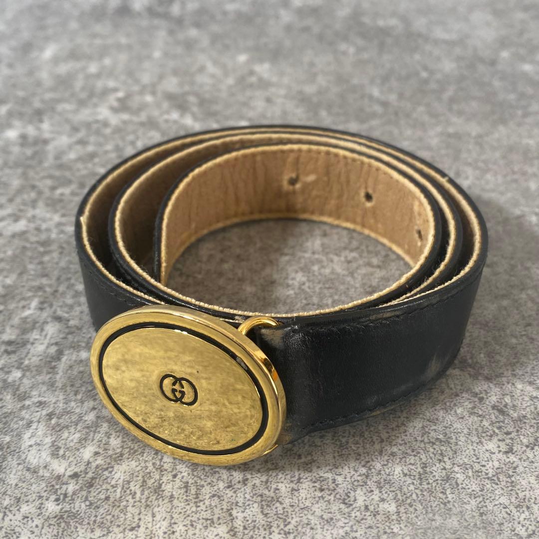 GUCCI グッチ　ベルト　インターロッキング　ロゴ金具　レザー　ブラック インターロッキングG バックル付き リバーシブル レザー ベルト