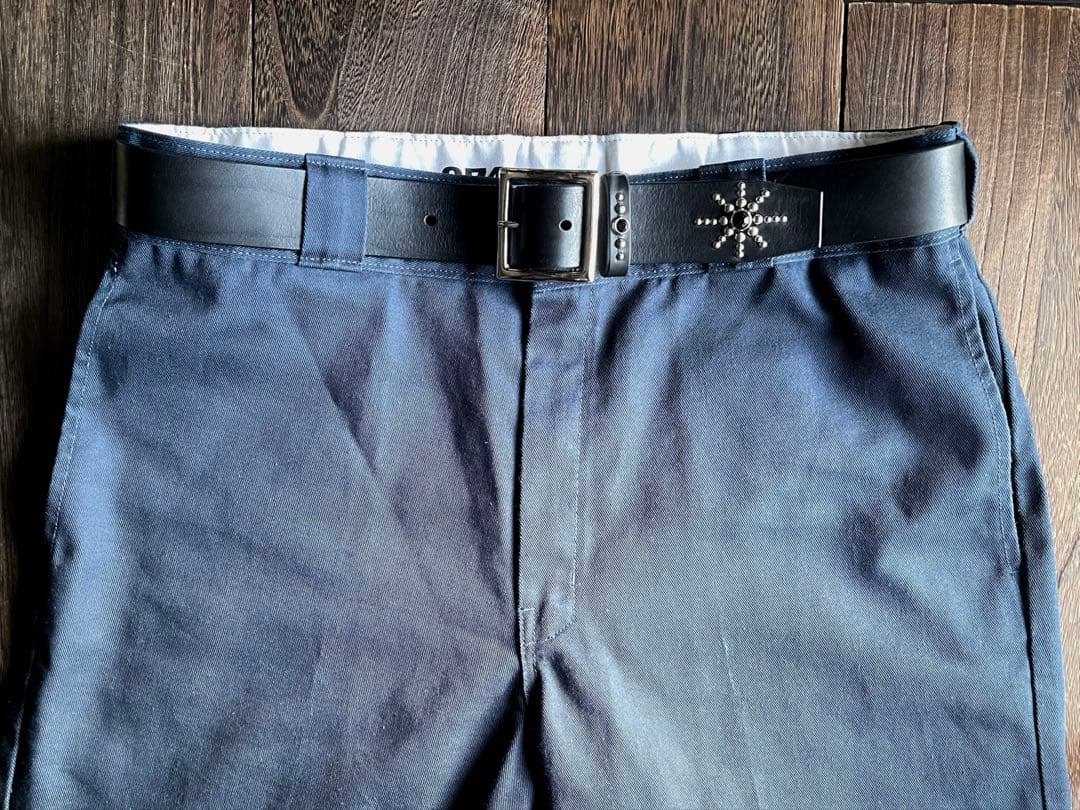 ディッキーズ874専用スタッズベルト シルバー オイルドレザーHTC CALEE