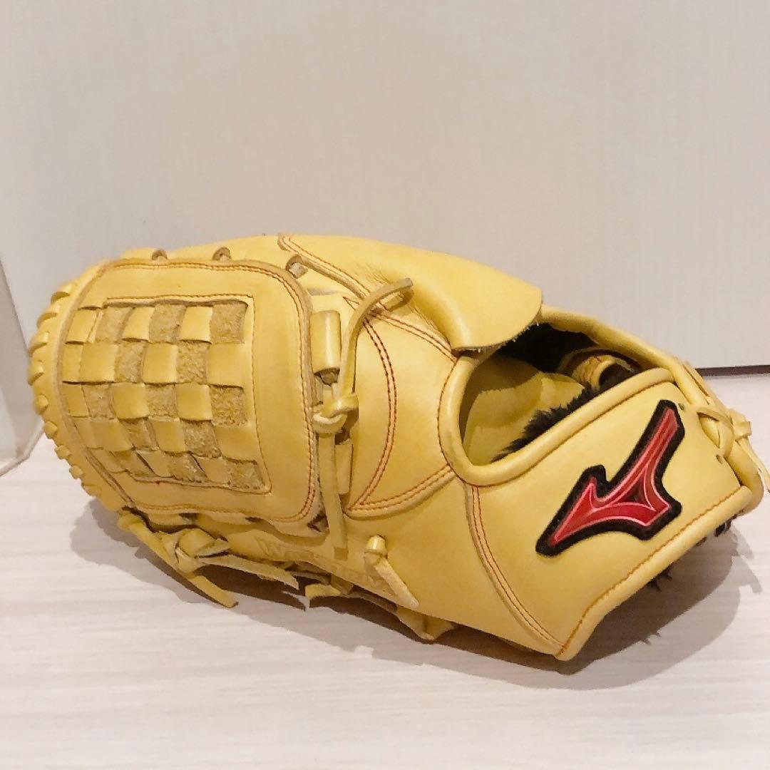 【美品・左投げ用】ミズノ 軟式グローブ WILL DRIVE RED イエロー MIZUNO（ミズノ） 交換無料 野球 グローブ 少年軟式 左投げ MIZUNO
