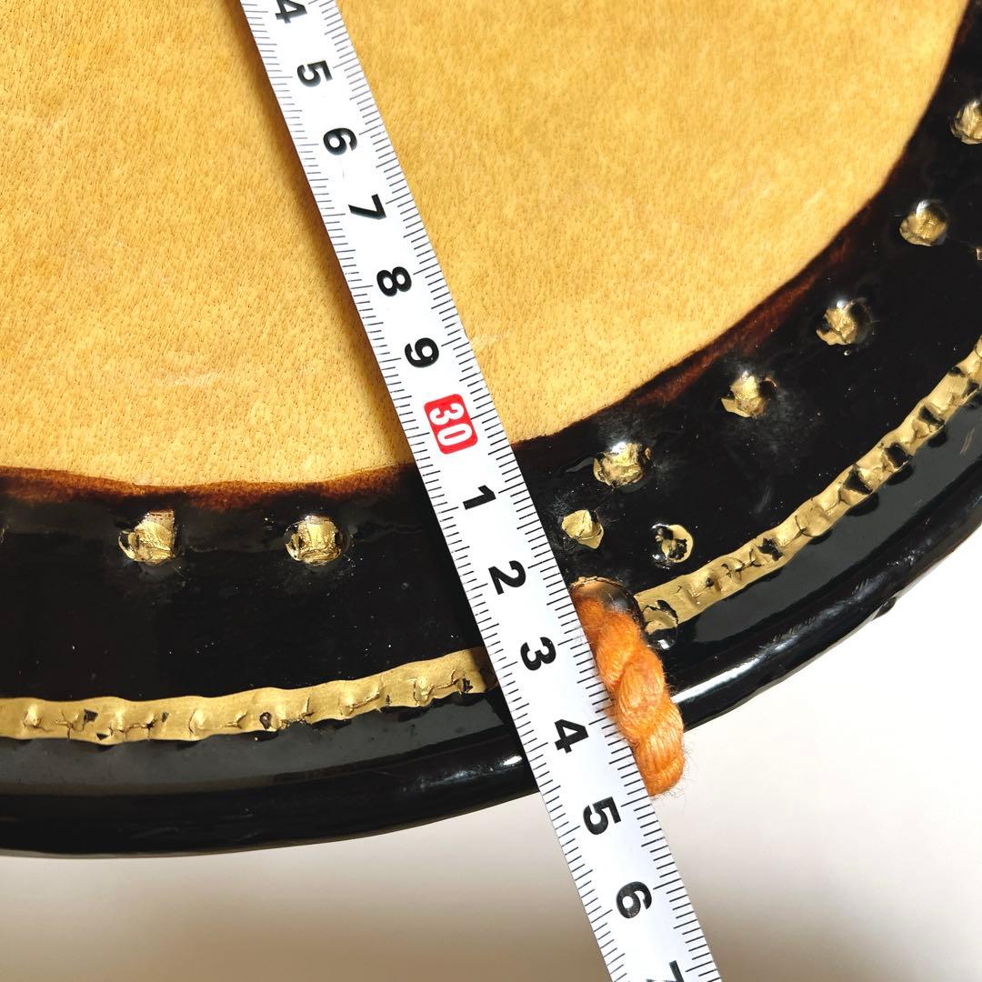【美品・締め太鼓】　和太鼓 34.5cm×17cm 打楽器　和楽器　台座　金彩
