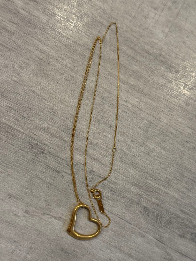 ハート型金ネックレス K18刻印 18金【ぷっくりハートネックレス】イエローゴールド K18刻印入 新品
