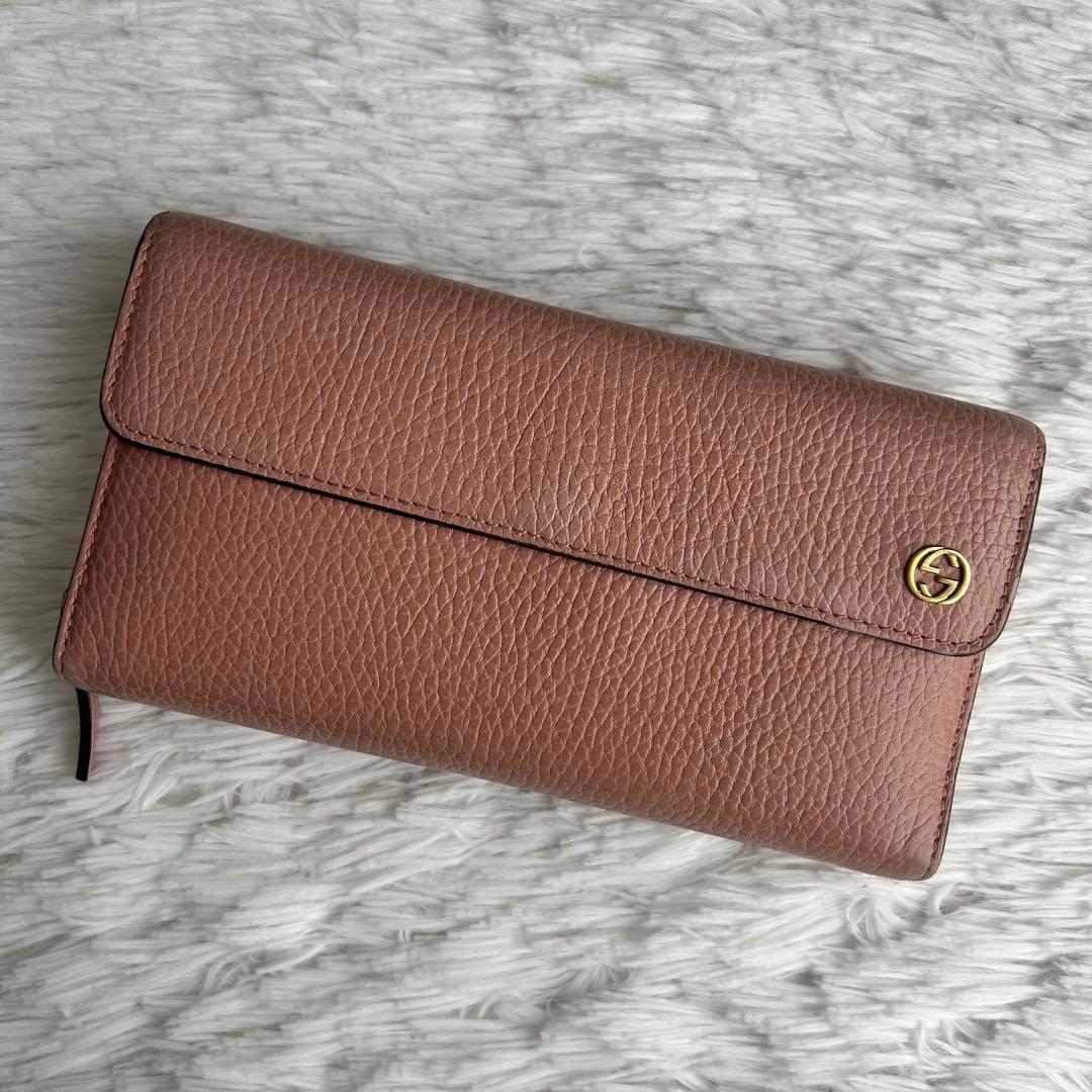 箱付き✨ GUCCI 長財布 コンチネンタルウォレット レザー ピンクベージュ