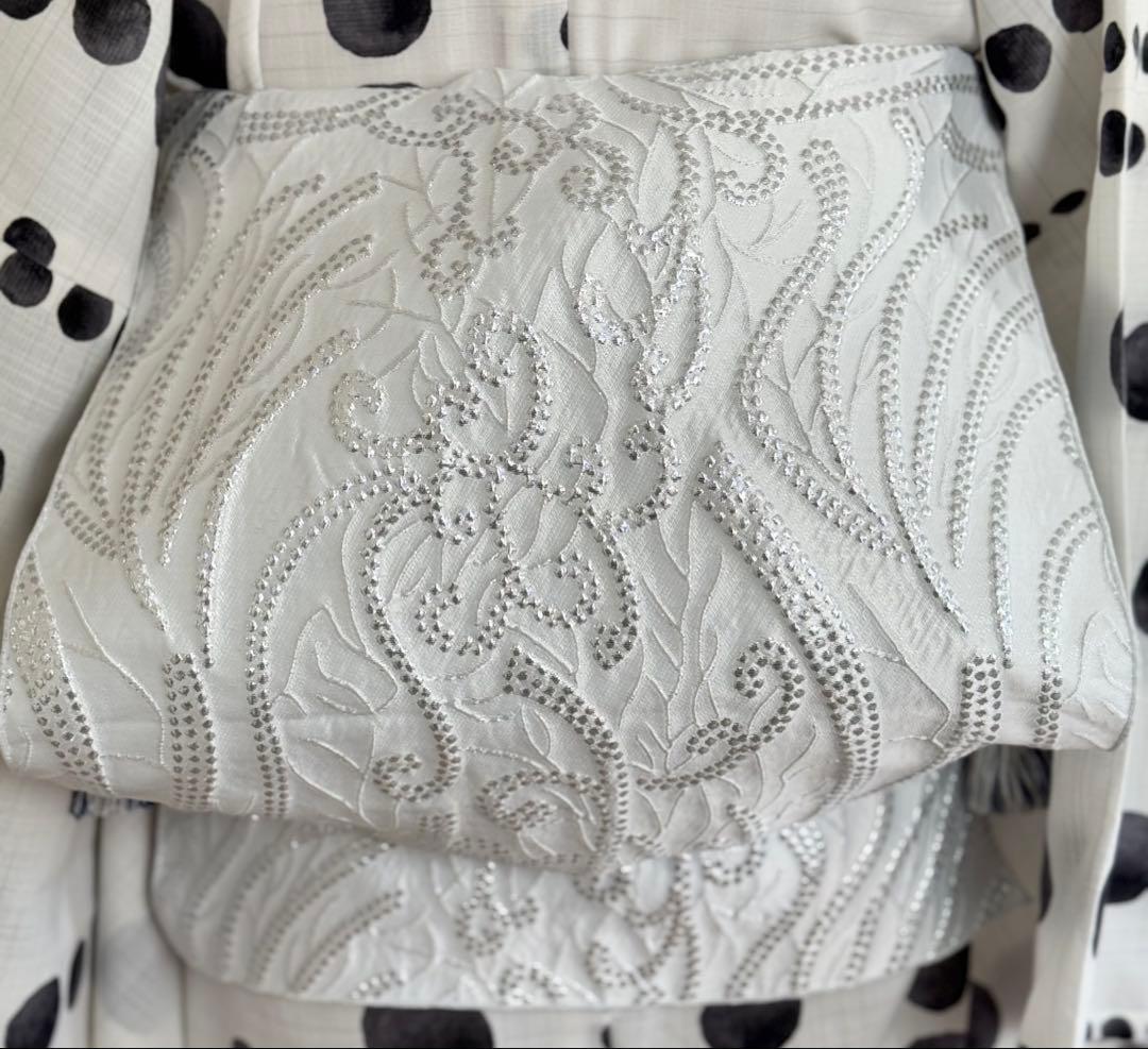 KIYO　大人兵児帯【水紋】　【スノーホワイトプラチナシルバー】のセット