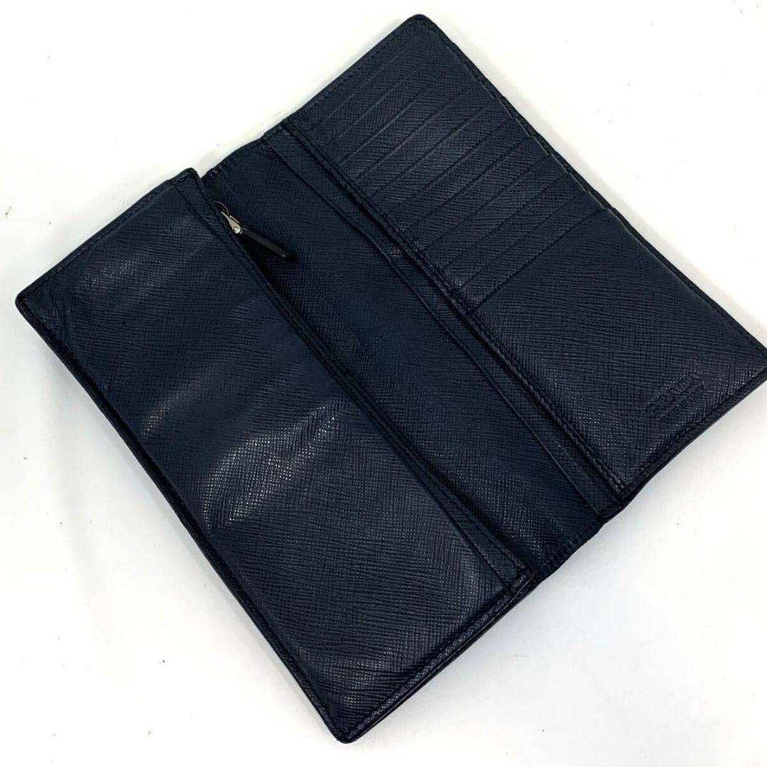 プラダ PRADA 2つ折り 長財布 サフィアーノ レザー ネイビー ロゴ