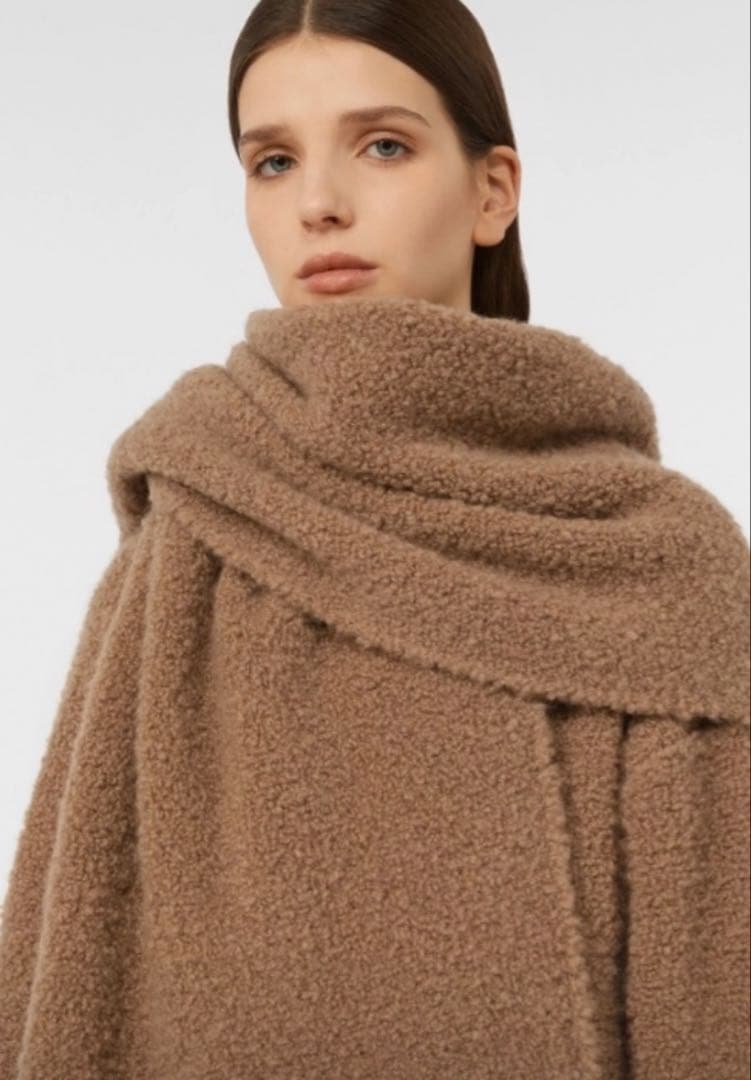 マックスマーラ　　キャメルストール　　新作 クララ] ピュア キャメル ストール, black | Max Mara