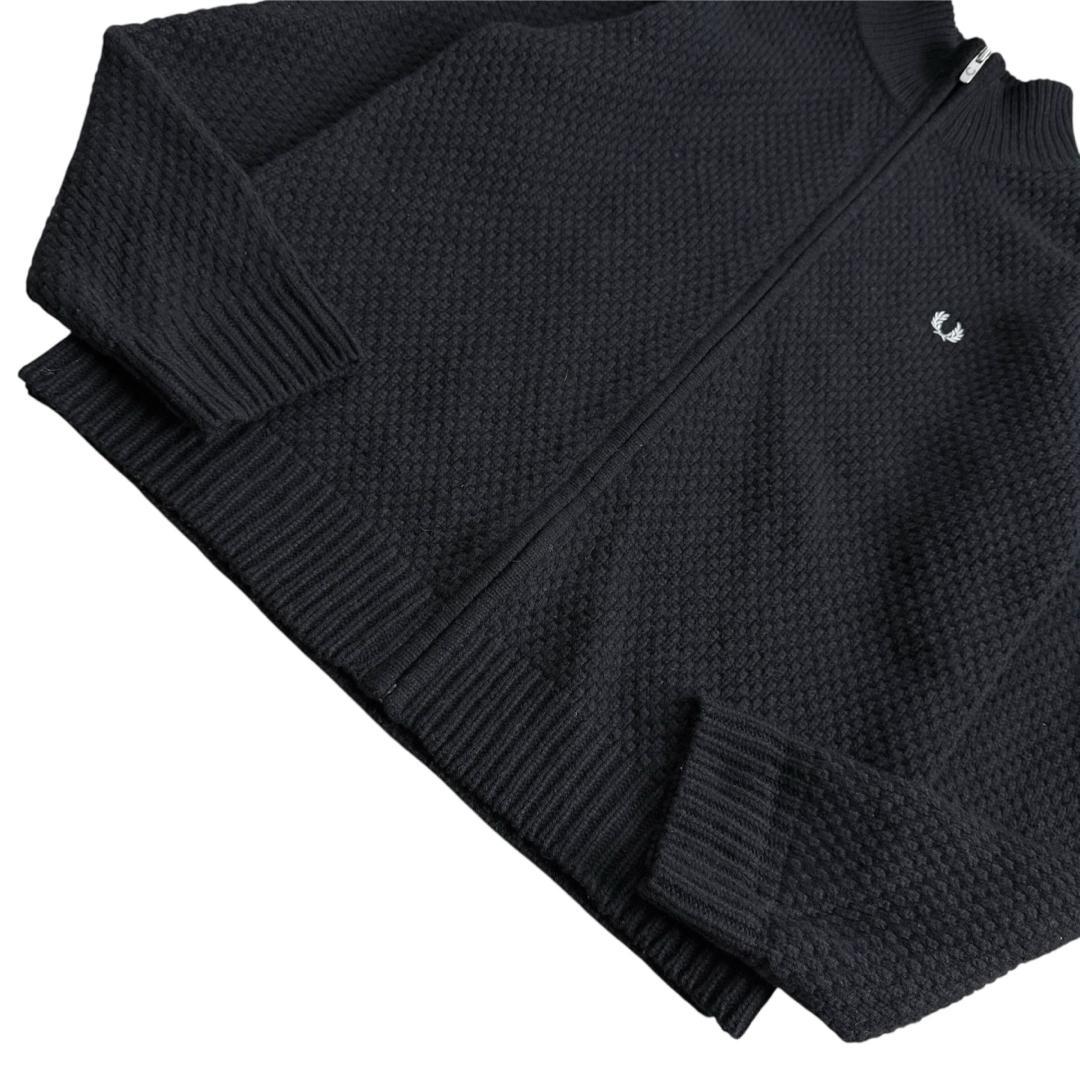 美品】フレッドペリー ドライバーズニット ジップ ブラック 大きめ