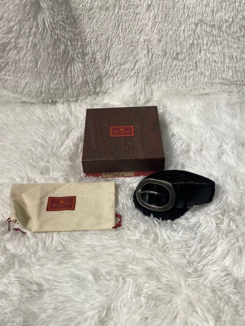 ETRO エトロ 編み込み 本革　レザーメッシュベルト ブラック イタリア製 ETRO エトロ 編み込み 本革 レザーメッシュベルト ブラック イタリア製