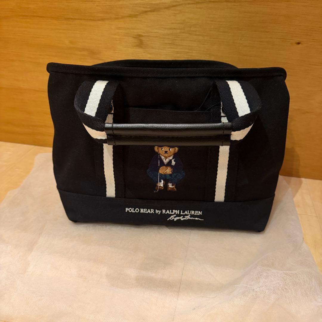 Polo Bear刺繍の黒トート　カートバッグ POLO BEAR TOTE BAG BLACK ポロ・ベアー 刺繍 キャンバス トートバック