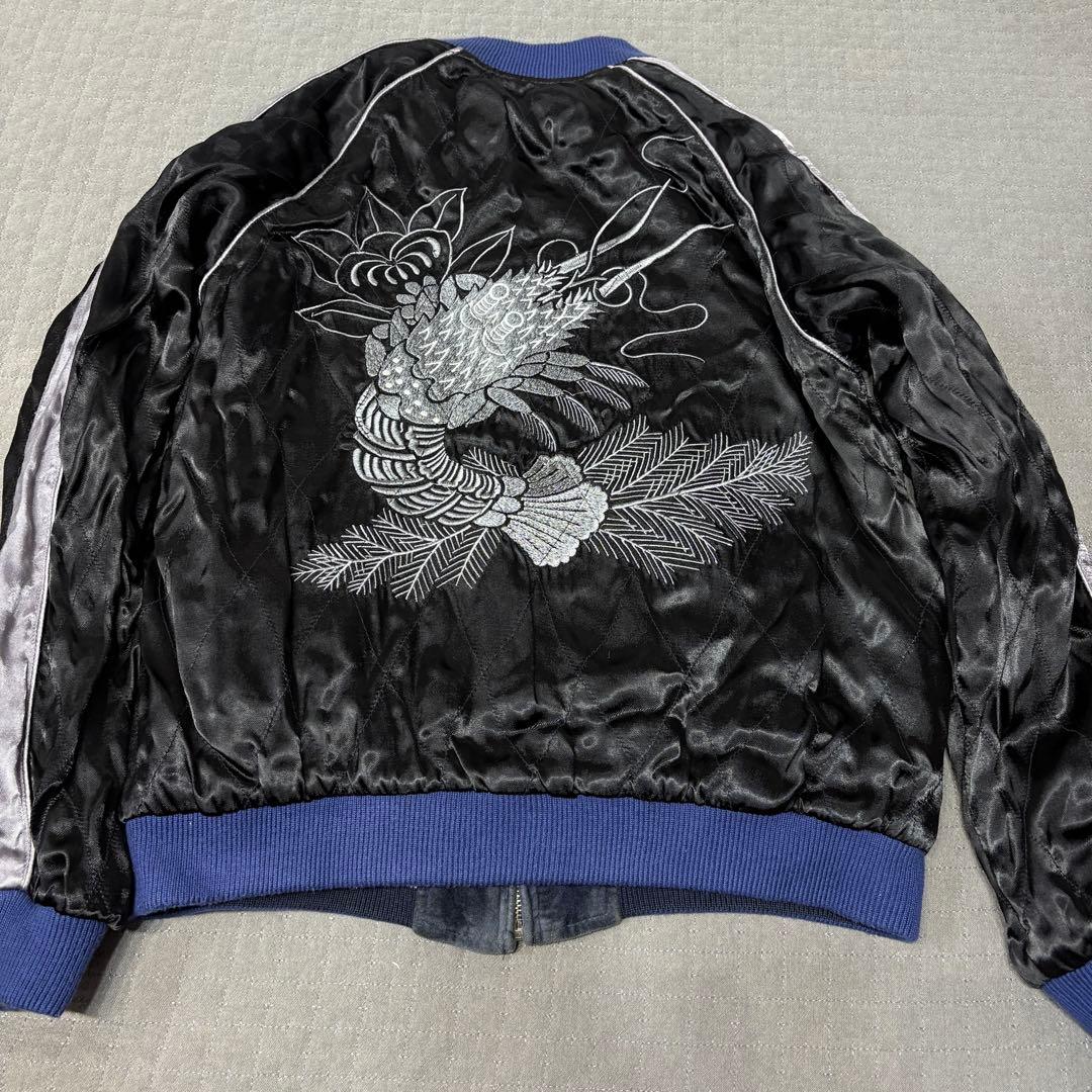 レア ドゥニーム 孔雀 刺繍 スカジャン リバーシブル サテン 別珍 大阪