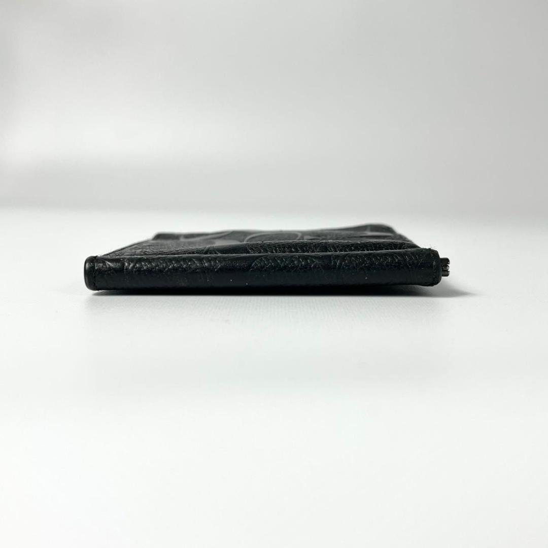 美品 コーチ 二つ折り財布 エンボス ブラック 黒 レザー カードケース
