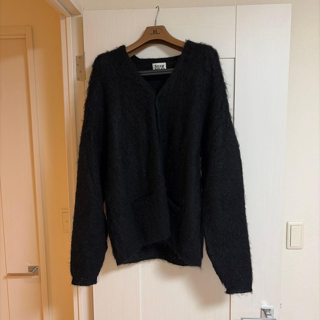 STEP AHEAD ブラック L モヘアカーディガン 中古・古着通販】STEP AHEAD (ステップアヘッド) モヘアカーディガン