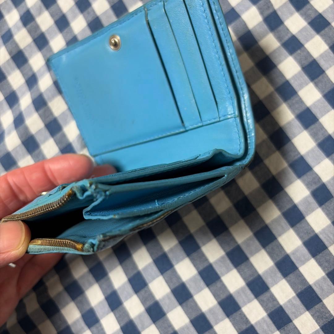 BOTTEGA VENETA 二つ折り財布 青 - メルカリ