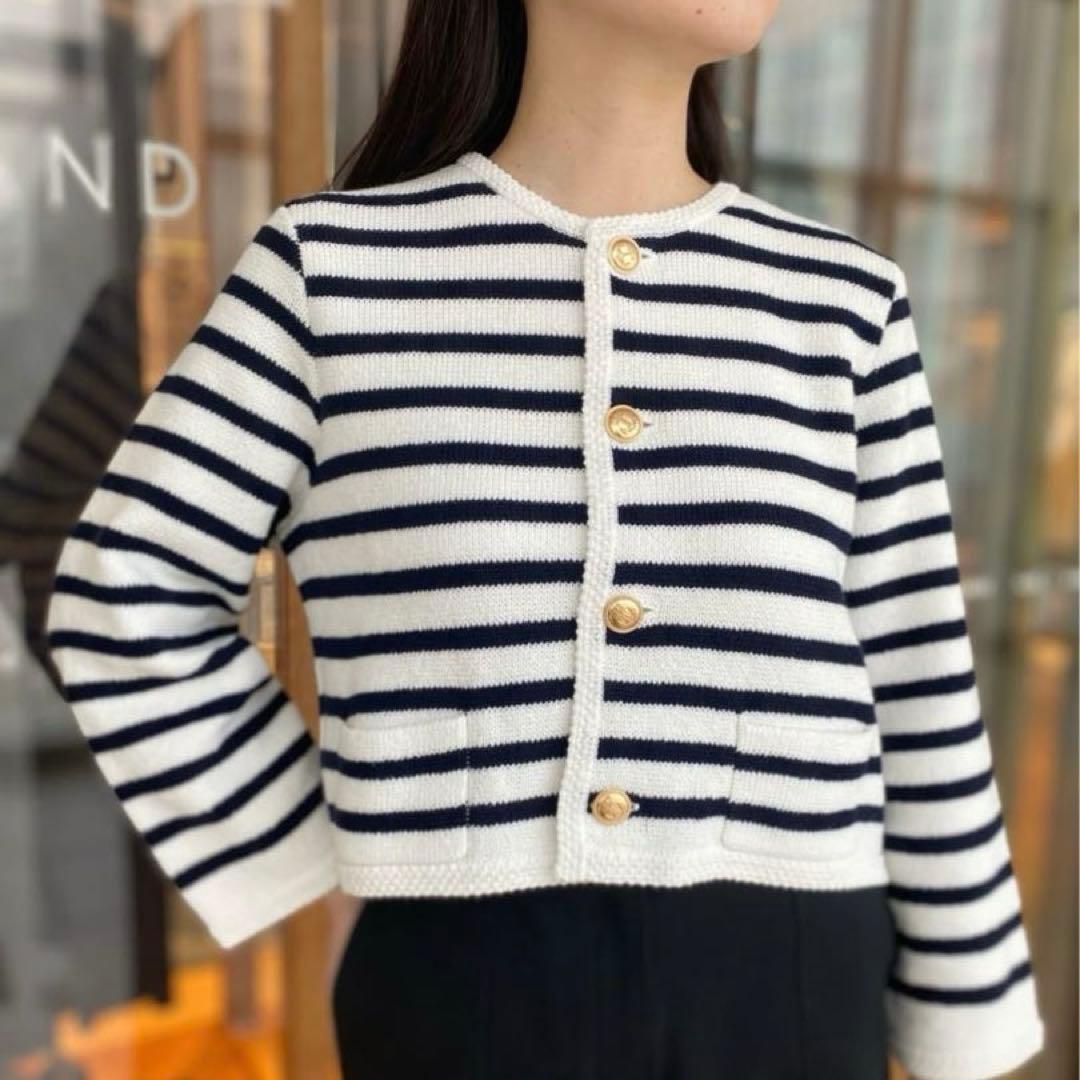 MACPHEE ハーフミラノリブ クロップドカーディガン S