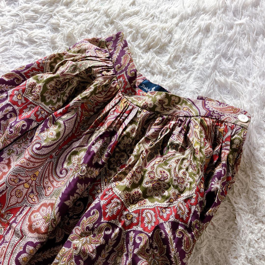 ラルフローレン ペイズリー柄 ボタニカル フレア ロングスカート